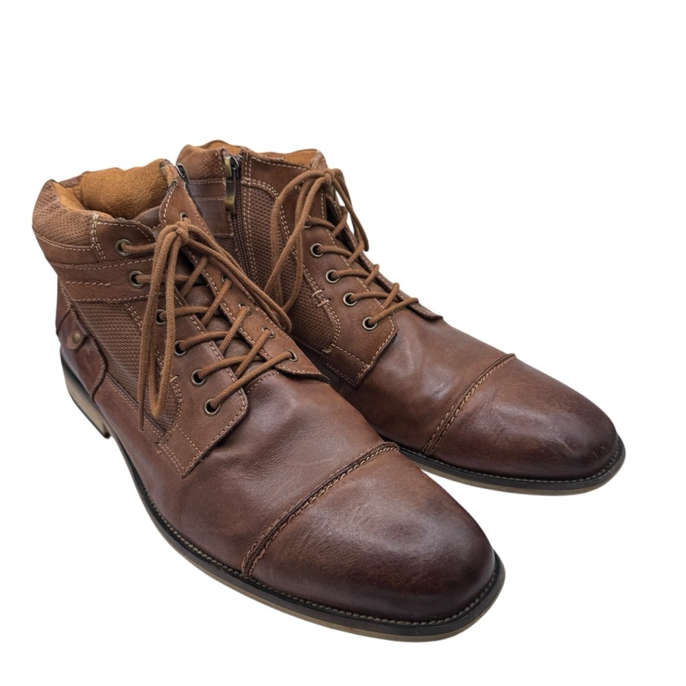 Steve Madden Kabin Men’s Brown Leather Chukka Boots with Zipper - Size 11.5